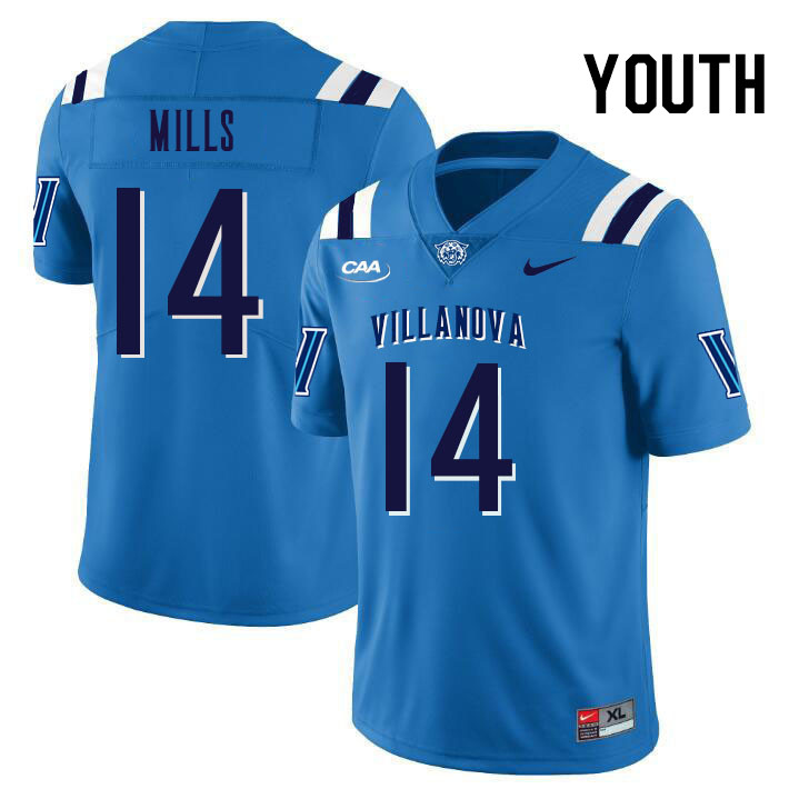 Youth #14 Dylan Mills Villanova Wildcats College Football Jerseys Stitched Sale-Light Blue